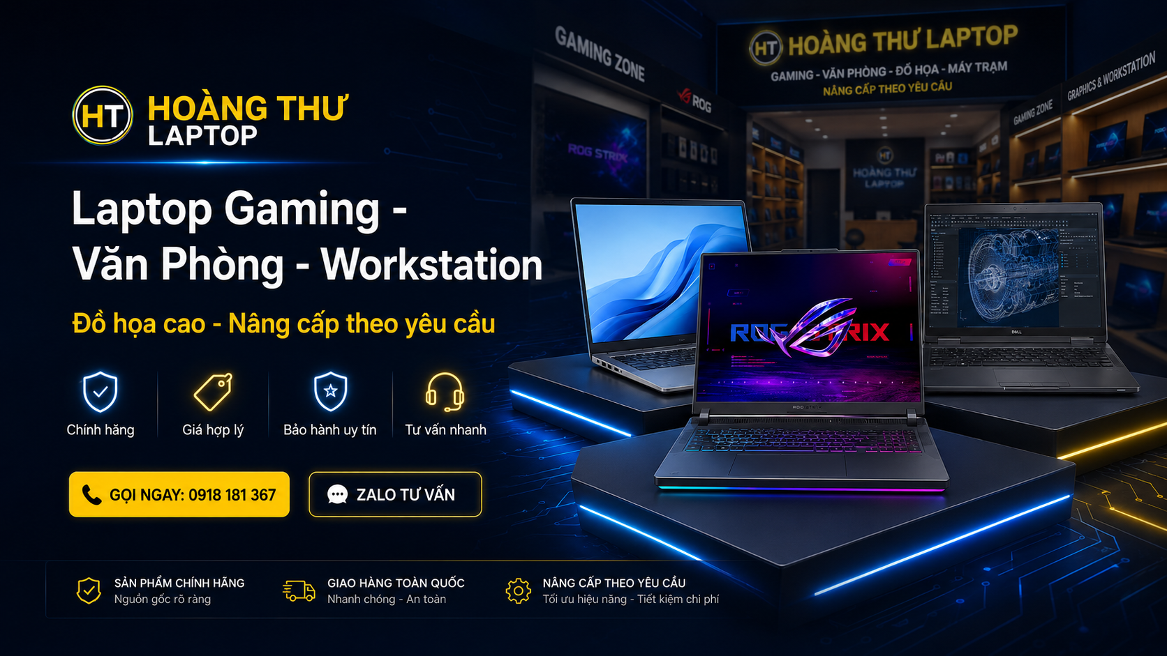 Hoàng Thư Laptop - laptop gaming, văn phòng, workstation
